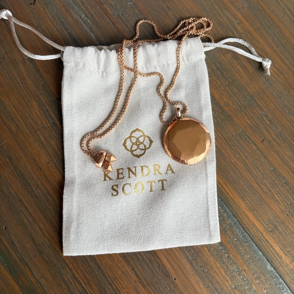 Kendra Scott Rose Gold Geometric Locket Adjustable Necklace